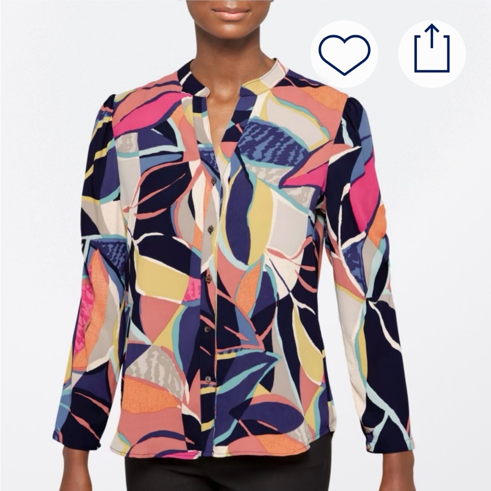 Nic & Zoe Jigsaw Leaf Blouse with pretty sleeve detail - M